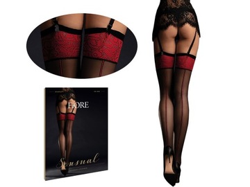 Pończochy Fiore Scarlett 20 den szew black/red 2-S