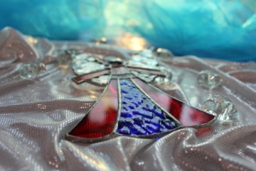 Тиффани витраж ангел красный синий для окна