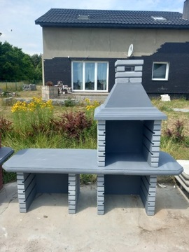 Grill betonowy ogrodowy kominek zbrojony duży blat roboczy hit + GRATIS