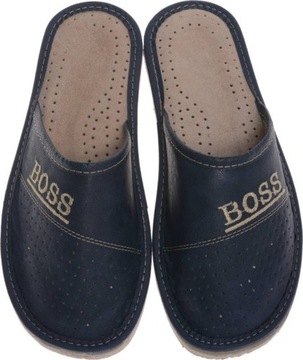 PANTOFLE MŁODZIEŻOWE CHŁOPIĘCE POLSKIE granat 40