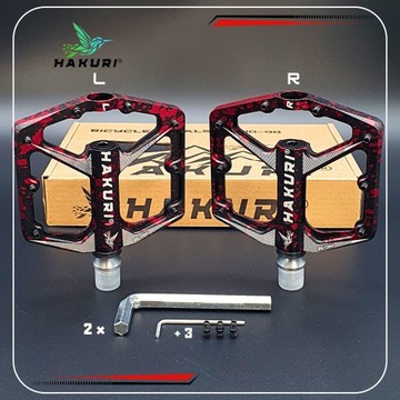 АЛЮМИНИЕВЫЕ велосипедные ПЕДАЛИ ПЛАТФОРМА 16 контактов +3 подшипника LIGHT HAKURI