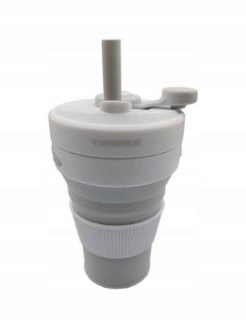 Kubek silikonowy Tiross 450 ml biały składany