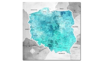 CORK BOARD POLAND Изображение карты 100х100см Польша