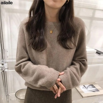 Ailaile Knit Sweater Women Long Sleeve Loose Wool