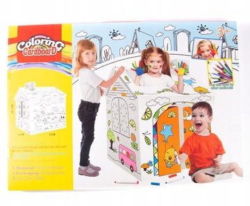 DOMEK Z TEKTURY KARTONOWA KOLOROWANKA DO MALOWANIA