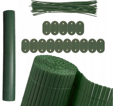 MATA OSŁONOWA PVC ZIELONA TARAS BALKON 150x500cm OGRODOWA ZESTAW MONTAŻOWY