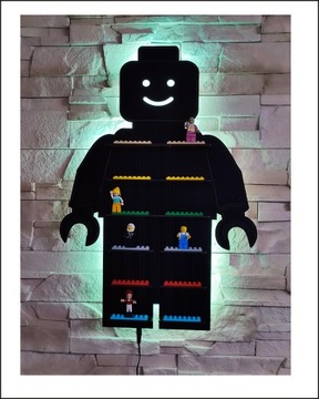 Półka lampka led ludzik 35cmx50cm 36szt figurki ludziki pilot led prąd