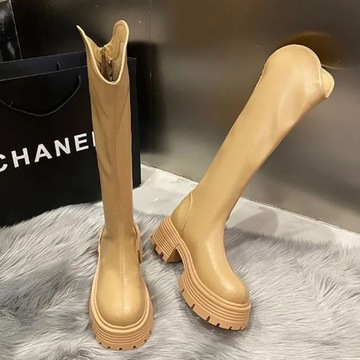 Women Platform Knight Boots Fashion Round Toe Back