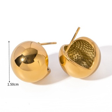 Kolczyki złote kulki dmuchane ze stali chirurgicznej