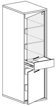 Witryna z półkami szuflada MEDIOLAN M4 WSTAWKA DĄB