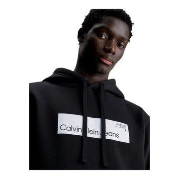 CALVIN KLEIN BLUZA MĘSKA Z KAPTUREM HYPER REAL BOX LOGO CZARNA r.L