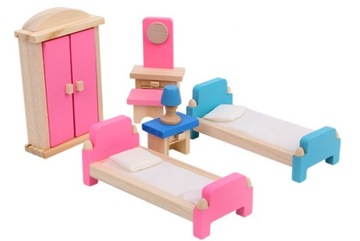 Кукольный домик с розовыми ставнями и открывающейся террасой