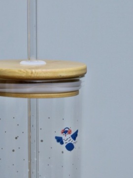 СТЕКЛЯННАЯ бутылка, стакан SMOOTHIE, 600 мл, с трубочкой