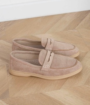 8032 БЕЖЕВЫЕ ЗАМШЕВЫЕ МОКАСИНЫ ЖЕНСКИЕ 39