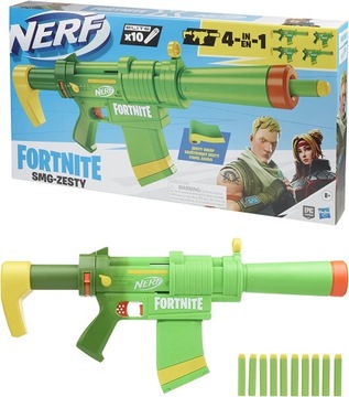 NERF FORTNITE SMG-ПИКТОВЫЙ ЭЛИТНЫЙ ПИСТОЛЕТ 4В1 + 10 ИСКУССТВ