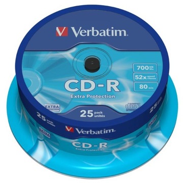 PŁYTA VERBATIM CD-R , 700MB, PRĘDKOŚĆ 52X, 25szt.