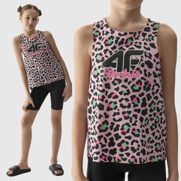 ФУТБОЛКА ДЛЯ ДЕВОЧЕК 4F ДЕТСКАЯ ФУТБОЛКА, ВЕРХ НА РЕМЕШКАХ, ХЛОПОК 100% SS24