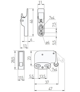 Защелка-бампер PUSH OPEN, белый