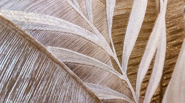 Tapeta liście palmy bananowca złote brokatowy złoty połysk