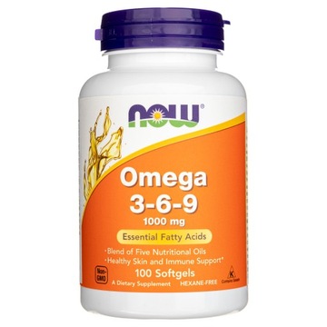 Now Foods Omega 3-6-9 1000 mg Kwasy Tłuszczowe EPA DHA 100 kapsułek