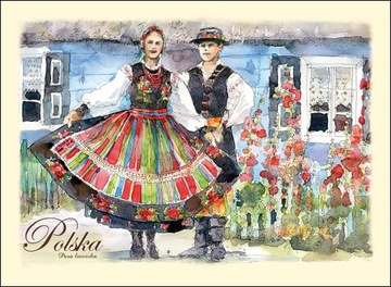 KARTKA POCZTOWA POCZTÓWKA WIDOKÓWKA B6 FOLK STROJE LUDOWE POLSKA