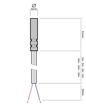 KTY81-210 Датчик температуры с кабелем из ПВХ длиной 2 м