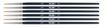 MILAN Pędzel cienki okrągły retuszerski syntetyczny nr 3/0 seria 301 6 szt.