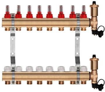 Распределитель теплого пола 8 + СОЕДИНИТЕЛИ + ПОВЕРХНОСТНАЯ КОРОБКА