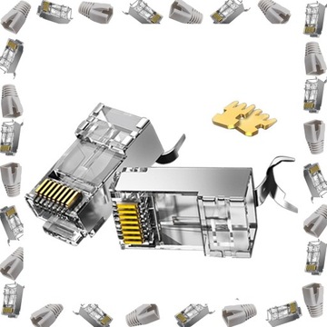 НАБОР ИЗ 10 ШТ. РАЗЪЕМОВ ЭКРАНИРОВАННЫХ FTP STP RJ45 cat 6a 7 УСЛОВИЯ РАЗЪЕМА