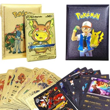 KARTY POKEMON KOLEKCJONERSKIE DO GRY SPECJALNE ZŁOTE CZARNE 20 SZTUK