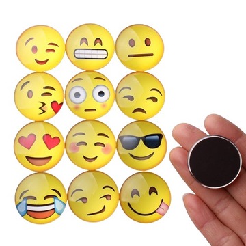Магниты на холодильник смайлы EMOJI, смайлики стеклянные, 2,2 см, 1 шт.
