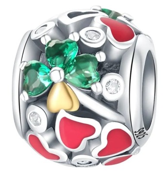 Charms Koniczyna Charmsy Kończynka Zawieszki do bransoletek Srebro s925