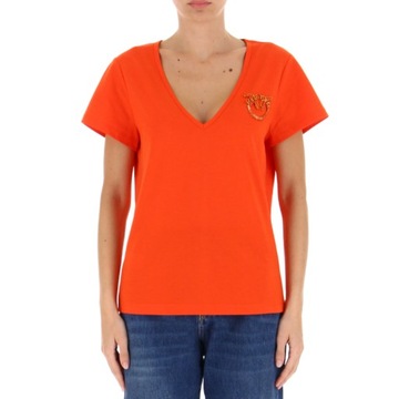 -10% PINKO T-SHIRT DAMSKI Z BIŻUTERYJNYM LOGO LOVE BIRDS M
