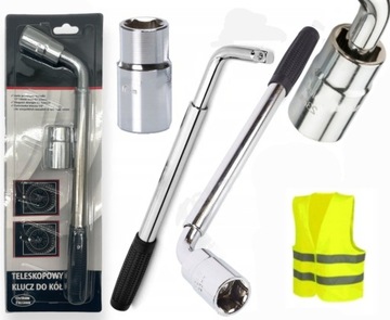 KLUCZ TELESKOPOWY DO KÓŁ 1/2'' SUPER MOCNY 17/19 mm 21/23 mm + KAMIZELKA