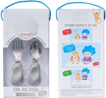 ЭРГОНОМИЧНЫЕ детские столовые приборы, удобные в использовании, серые NANA'S MANNERS