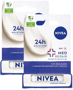 NIVEA Pomadka ochronna 2x MED REPAIR Zestaw
