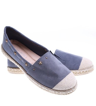 Buty damskie balerinki baleriny szare espadryle 15660