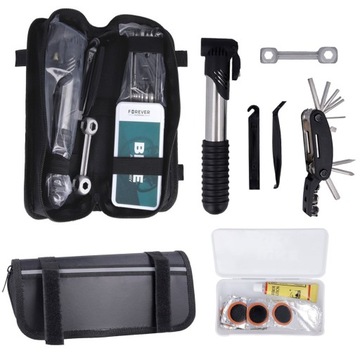 Zestaw naprawczy do roweru multitool pompka imbus łatki w etui na ramę rzep