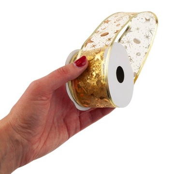 ЛЕНТА ДЕКОРАТИВНАЯ ЛЕНТА РОЖДЕСТВЕНСКИЙ ПОДАРОК ​​5СМ 2,7М 2 цвета