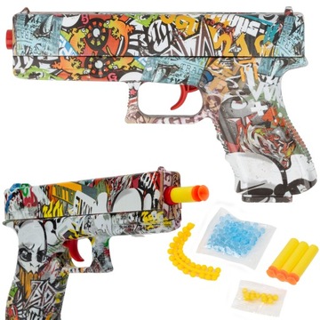 PISTOLET METALOWY NA KULKI ŻELOWE WODNE GUMOWE 6MM STRZAŁKI 4w1 GLOCK