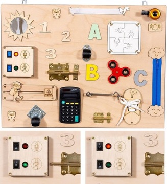 TABLICA MANIPULACYJNA SENSORYCZNA MONTESSORI 16W1