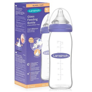 LANSINOH BUTELKA ANTYKOLKOWA SZKLANA 240ml + SMOCZEK ŚREDNI