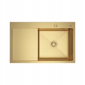 Zlewozmywak IRMA stalowy GOLD złoty 78x49 cm ZESTAW + dozownik + ociekarka