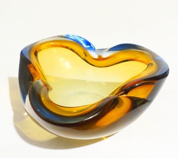 PATERA MURANO SKRĘCONA NIEBIESKO ŻÓŁTA 16 x 16 CM