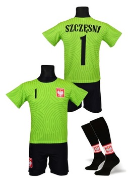 Футбольная форма SZCZĘSNY POLSKA, зеленая, носки 146