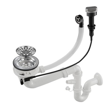 Автоматический сифон для мойки с одной чашей, хромированный.