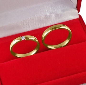 КО19 ЗОЛОТОЕ ОБРУЧАЛЬНОЕ КОЛЬЦО ЦИРКОНИЙ СТАЛЬ 316 1ШТ.