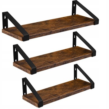 STYLOWA SOLIDNA WISZĄCA ŚCIENNA PÓŁKA NA KSIĄŻKI 40x12 ZESTAW 3 SZT LOFT