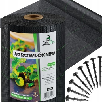ZESTAW GRUBA AGROWŁÓKNINA ANTYCHWASTOWA 70g AGROTKANINA 1,1x50m + 50x KOTWY