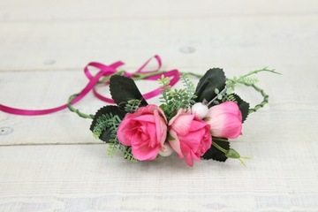 Гребень для волос маленькая роза ФУКСИЯ для невесты на свадьбу